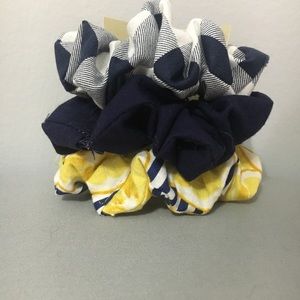 Lemon and blue scrunchie set